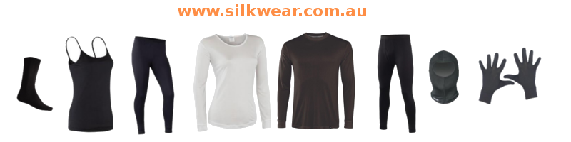 some of our range of silk baselayer and accessories available at the silk wear estore